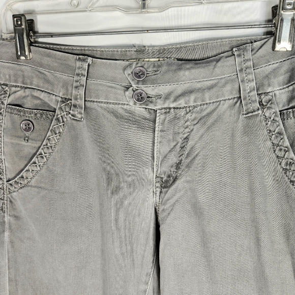 Freestyle Revolution Grey 5 Pocket Criss Cross Accents Microsuede Pants Size 7 - Picture 4 of 9